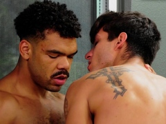 Black voyeur boss watches anal sex