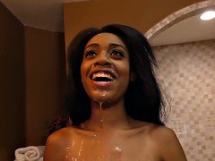 Noire, Plantureuse, Tir de sperme, Double pénétration, Noir ébène, Faciale, Groupe, Énorme