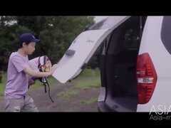 アジア人, フェラチオ, 中国人, カップル, エロティック, Hd, アウトドア, 馬乗り