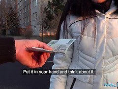 Lexidona's natural tits bounce as she gets multiple orgasms from public agent's huge cock