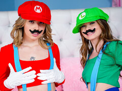 Two chicks are fucked by horny guys at this cosplay party