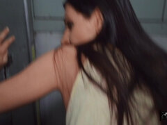 Arian Joy gets her pussy fucked standing in the elevator