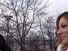 HUNT4K. Redhead enchantress with fantastic tits is happy to fuck