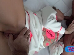 Bezaubernd, In den arsch, Spermaladung, Hotel, Orgasmus, Muschi, Dürr, Flotter dreier