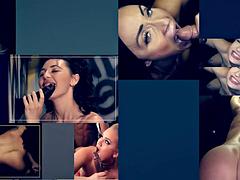 美女, デカチン, ブロンド, フェラチオ, のぞき穴, 手コキする, Hd, 異人種間