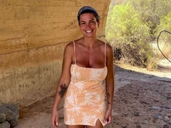 Grosse titten, Blasen, Sperma im mund, Spermaladung, Handjob, Milf, Im freien, Pov