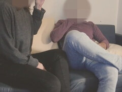 Blasen, Spermaladung, Aufs gesicht abspritzen, Handjob, Selbstgemacht, Milf, Sohn, Stiefmutter