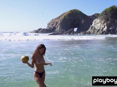 Playa, Morena, Latina, Mexicano, Desnudo, Tetas naturales, Al aire libre, Flaco