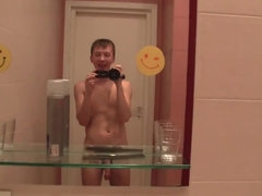 After a shower, a fine young lady is seen pleasuring a guys dick