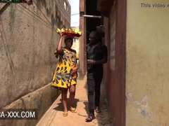 Black banana seller girl seduced for a hot sex