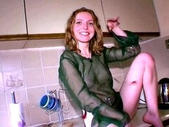 Leie, In den arsch, Selbstgemacht, Rotschopf, Dürr, Strümpfe, Strapon, Spielzeuge