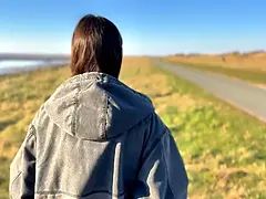 Strand, Braunhaarige, Masturbation, Nackt, Zierlich, Rock, Solo, Spielzeuge