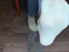 Domination, Pieds, Femelle, Fétiche, Nylon, Chaussettes, Solo, Adolescente