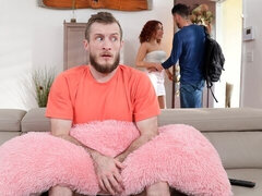 デカ尻, デカチン, フェラチオ, チン, 女 人男 人, 巨大, 異人種間, 三人