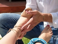 アナル, お尻, ドレス, 足, 足コキ, 苦痛, フェラする, オッパイの