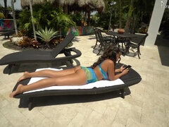 フェラチオ, 茶髪の, ぽちゃ, エロ熟女, チン, プール, オマンコ, 剃毛