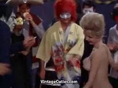 素人, デカパイ, ダンス, グループ, パーティ, 公共, ヴィンテージ, のぞき