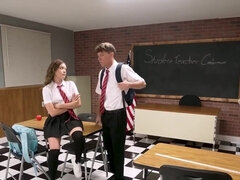 Classroom threesome with a blonde, a redhead and BWC