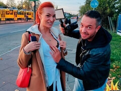 Big cock, Big tits, Dick, Doggystyle, Outdoor, Redhead, Shaved, Skinny