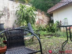 Negro, Consolador, Ébano, Masturbación, Al aire libre, Orinar, Montar, Solo