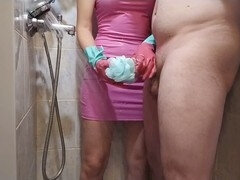Leie, Bad, Cfnm, Weibliche domination, Handjob, Latex, Herrin, Dusche