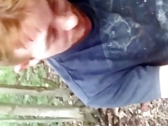 Redhead sucks again in woods