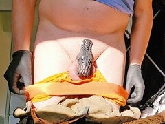 Horny guy locked up in a 3D printed male chastity device for eight hours