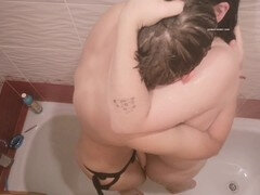 Cuarto de baño, Culo grande, Lesbiana, Orgasmo, Ducha, Strapon, Juguetes