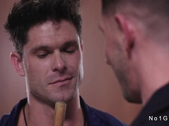 アナル, フェラチオ, 指いじり, ゲイ, シゴき, 筋肉, オフィス, フェラする