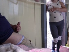 Pies, Pajear, Al aire libre, Público, Spandex, Sorpresa, Voyeur