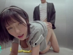 Rie Miyagi Fucks in Elevator - Asian Babe Takes Cum on Big Tits