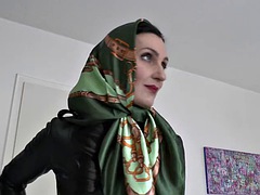 Amateur, Black, Brunette, Ebony, European, German, Leather, Satin