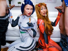 Aziatisch, Grote kont, Grote mammen, Pijpbeurt, Hondjeshouding, Interraciaal, Mager, Tiener