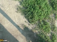 Morena, Corridas faciales, Tacones, Al aire libre, Público, Medias largas, Tatuaje