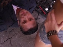 Grosser schwanz, Blasen, Braunhaarige, Fussjob, Hardcore, Hd, Lecken, Milf
