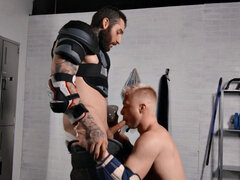 Hot gay stud rides big loaded cock after bf doggystyle