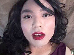 Auditioning transgender princess masturbating her sausage solo