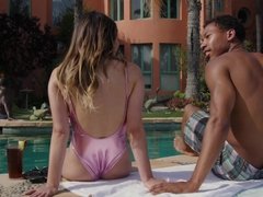 Negro, Mamada, Morena, Atragantadas, Sexo duro, Interracial, Al aire libre, Traje de baño