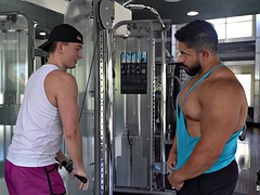 Handsome gay gym workout turns into gay hard fuck