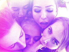Sarah And Blair Gobble Cock And Cum