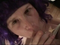 Vintage granny loves sucking young big cock and masturbating with dildo