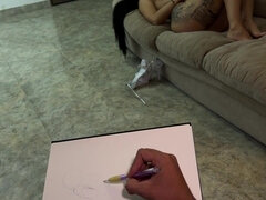 Artista No Puede Contenerse Y Se Masturba Mientras Dibuja Desnuda Las Grandes Tetas De Silvana Lee Colombiana - Silvana lee