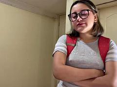 Chica, Dormitorio, Residencia universitaria, Pies, Sexo duro, Pantaletas, Pov, Uniforme