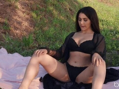 美女, デカパイ, 茶髪の, ディルド, イタリア人, 天然, 一人, おもちゃ