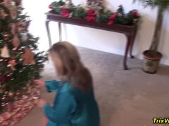 fat mommy with fat ass gets screwed under Christmas tree