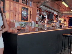 Sexy Brunette Barmaid Shows Tits and Boobs at Public Bar Gets Laid Again by Tristan Seagal