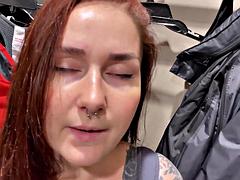 British Girlfriends Big-Butt POV Blowjob in Fitting Room