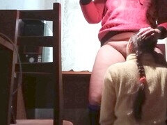 Enthousiasteling, Bruinharig, Stel, Lesbisch, Likken, Kantoor, Orgasme, Kut duiken
