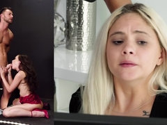 Muscled dude cheats on his girlfriend with a brunette