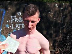 The Czech hunter is playing with a guys hard penis